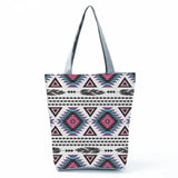 Geometric Striped Print Shopping Bags Large Capacity Eco Tote Handbag Women
