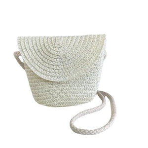 Kids Straw One Shoulder Bag Retro Crossbody Zero Wallet Travel Bag