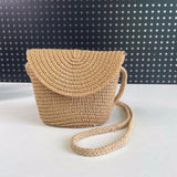 Kids Straw One Shoulder Bag Retro Crossbody Zero Wallet Travel Bag