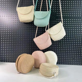 Kids Straw One Shoulder Bag Retro Crossbody Zero Wallet Travel Bag