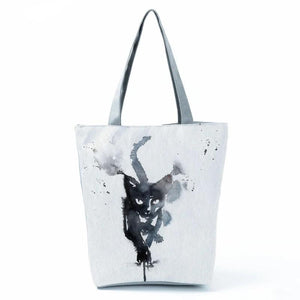 Cat Print Cartoon Animal Handbag Shoulder Bags Women Shopper Shopping