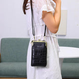 Crocodile Pattern Stitch Mini Bag Multifunctional Zipper Bag