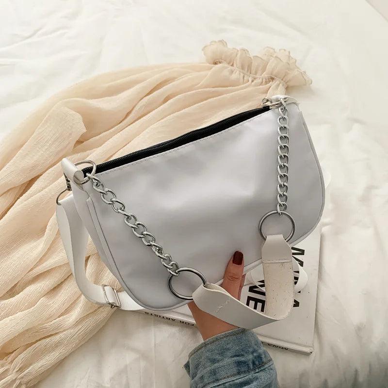 Casual Nylon Crossbody Bag for Women Vintage Shoulder Chain Bag