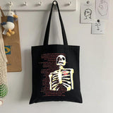 Gothic Skull Tote Bag Vintage Skeleton Shoulder Handbag
