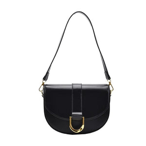 Semicircle Pattern Saddle Shoulder Bag Leather Hasp Messenger Clutch