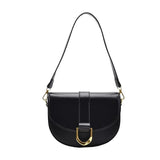 Semicircle Pattern Saddle Shoulder Bag Leather Hasp Messenger Clutch
