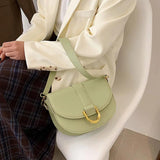 Semicircle Pattern Saddle Shoulder Bag Leather Hasp Messenger Clutch