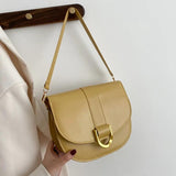 Semicircle Pattern Saddle Shoulder Bag Leather Hasp Messenger Clutch