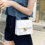 Small Women Handbags Chain Shoulder Bag PU Mini Clutch Purse