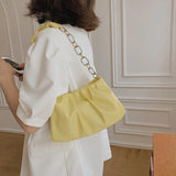 Metal Chain Fold Lady Shoulder Bag Retro Leisure Shopping Handbag