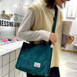 Corduroy Zipper Shoulder Bag Small Handbag Eco Crossbody Bag