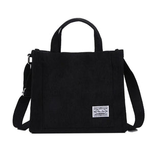 Corduroy Zipper Shoulder Bag Small Handbag Eco Crossbody Bag