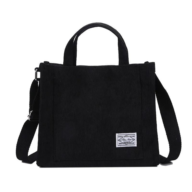 Corduroy Zipper Shoulder Bag Small Handbag Eco Crossbody Bag