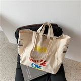 French Print Canvas Shoulder Bag Eco-Friendly Tote