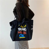 French Print Canvas Shoulder Bag Eco-Friendly Tote