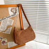 Corduroy Women Handbag Casual Shoulder Bag Zipper Clutch