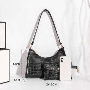 2Pcs Women Underarm Shoulder Bag Leather Totes Solid Messenger Bags