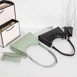 2Pcs Women Underarm Shoulder Bag Leather Totes Solid Messenger Bags