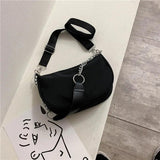 Retro Nylon Shoulder Bag Women Chain Underarm Purse Handbag