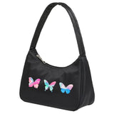 Women Underarm Bag Casual Clutch Handbag Retro Cosmetic Bag Butterfly Print