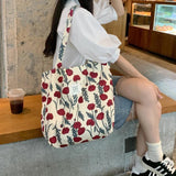 Stylish Printed Canvas Shoulder Bag for Women