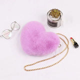Heart-Shaped Crossbody Bag Faux Fur Shoulder Messenger Small Chain Handbag