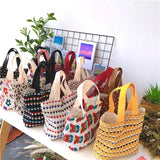 Women Canvas Handbag Flower Print Casual Large Capacity Shoulder Bag
