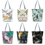 Bird Floral Printed Shoulder Bag Tote Eco Friendly Beach Bag