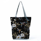 Bird Floral Printed Shoulder Bag Tote Eco Friendly Beach Bag