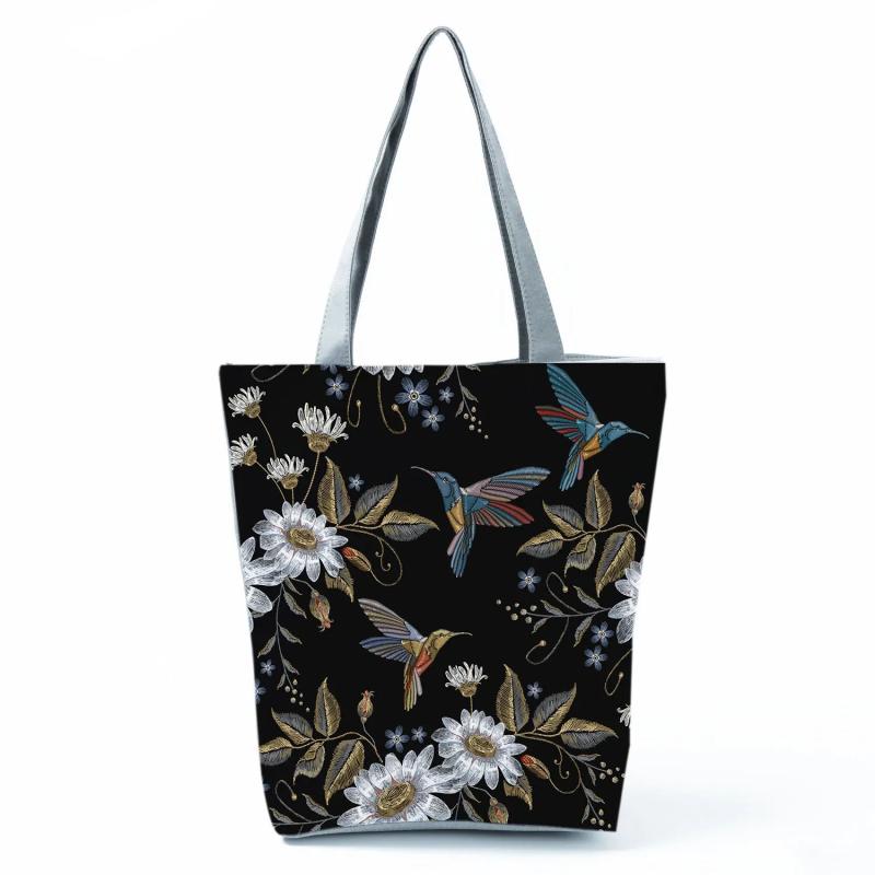 Bird Floral Printed Shoulder Bag Tote Eco Friendly Beach Bag