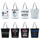 Women's Nurse Letter Print Tote Bag High Capacity Reusable Shopping Bags