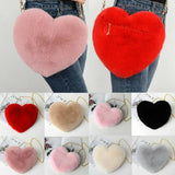 Heart Shaped Chain Messenger Bag Plush Love Shoulder Crossbody Lady Handbag
