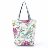 Floral Butterfly Printed Handbag Shoulder Bag High Capacity Tote