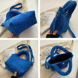 Versatile Corduroy Women's Bucket Bag Crossbody Nylon Button Shoulder Bags
