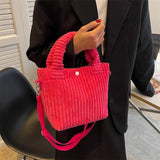 Versatile Corduroy Women's Bucket Bag Crossbody Nylon Button Shoulder Bags