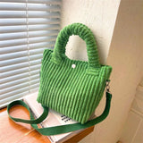 Versatile Corduroy Women's Bucket Bag Crossbody Nylon Button Shoulder Bags