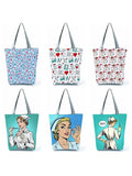 Printed Nurse Handbag Travel Beach Bags for Women Large Capacity Shoulder Bag