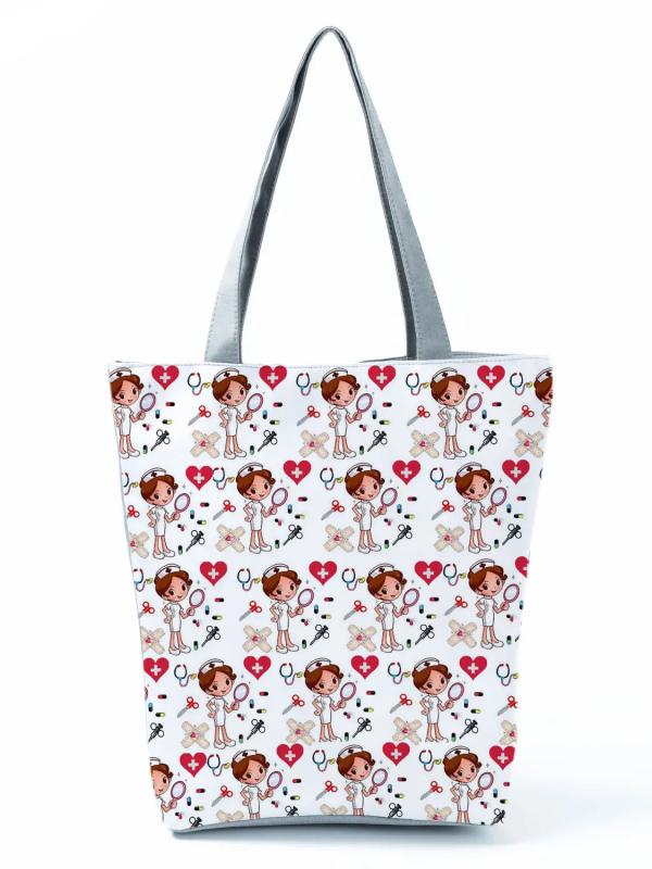 Printed Nurse Handbag Travel Beach Bags for Women Large Capacity Shoulder Bag
