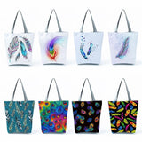Feather Print Shoulder Bag for Women High Capacity Office Tote