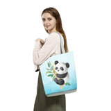 Cartoon Panda Printed Shoulder Bag High Capacity Eco Reusable Tote Bag