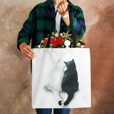 Cat Print Canvas Tote Shoulder Bag Women Casual Handbag Large Capacity