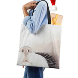 Cat Print Canvas Tote Shoulder Bag Women Casual Handbag Large Capacity
