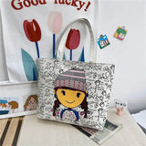 Floral Print Canvas Tote Bag for Women