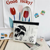 Floral Print Canvas Tote Bag for Women