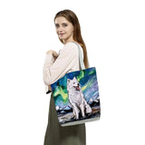 Women's Starry Sky Animal Dog Printed Tote Bag