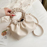 Vintage Leather Shoulder Bag with Pockets