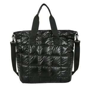 Women Casual Nylon Quilted Shoulder Tote Bag Portable Handbag