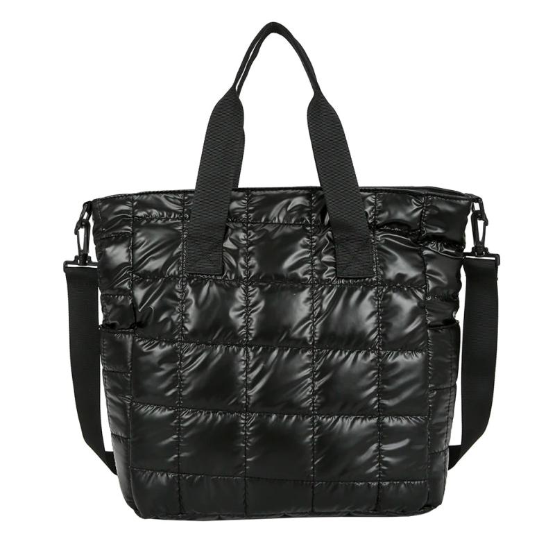 Women Casual Nylon Quilted Shoulder Tote Bag Portable Handbag