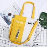 Youth Letter Print Canvas Tote Bag Student Handbag