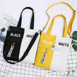 Youth Letter Print Canvas Tote Bag Student Handbag